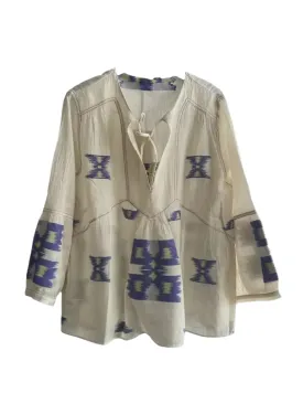 Devotion Twins Nona Blouse in Blue/Lime