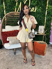 Distressed waist-cinching lapel wide-opening jumpsuit AY3499