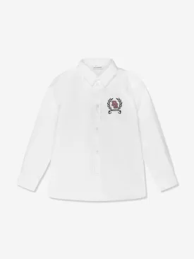 Dolce & Gabbana Boys Crest Logo Shirt in White
