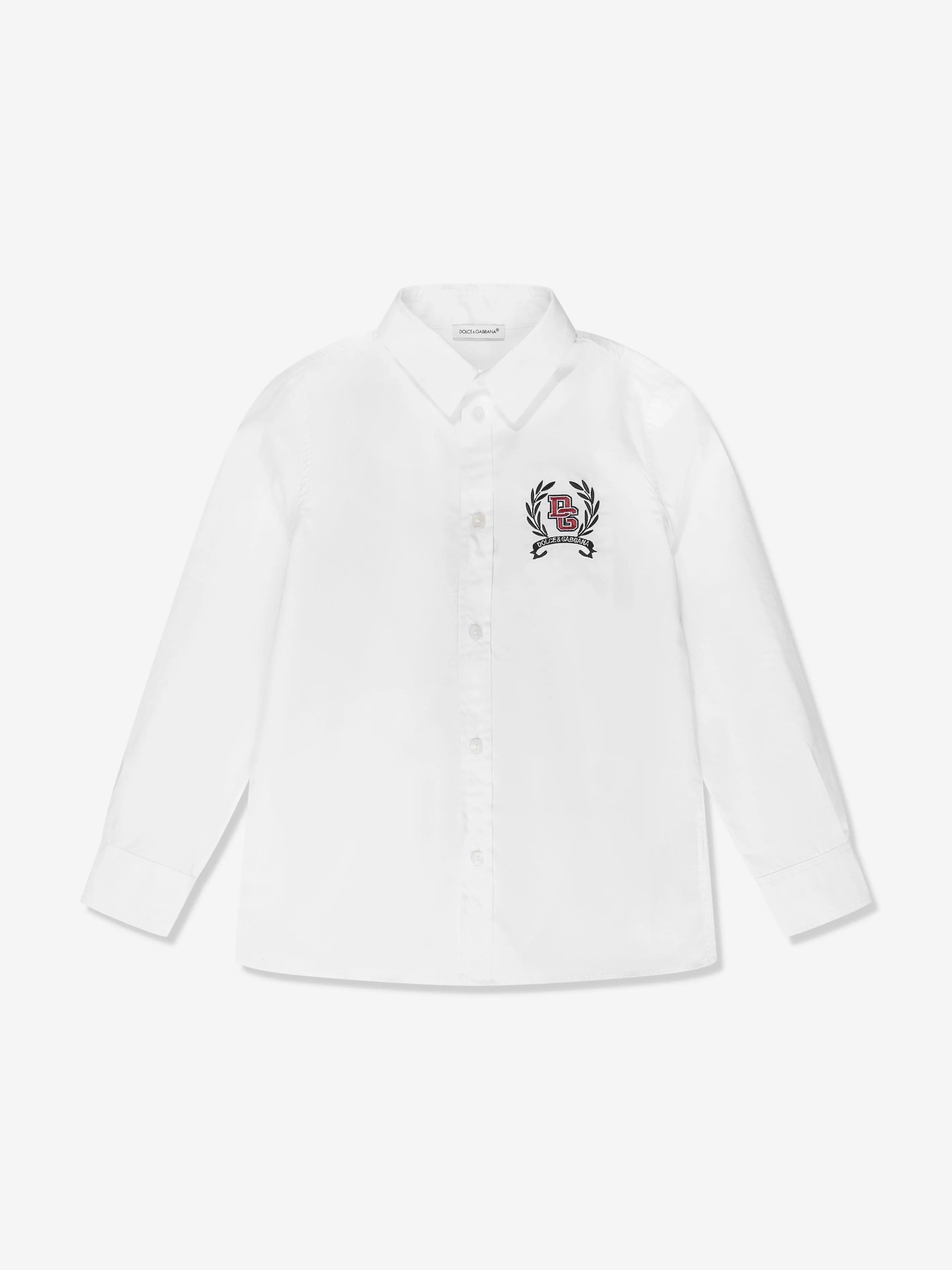 Dolce & Gabbana Boys Crest Logo Shirt in White