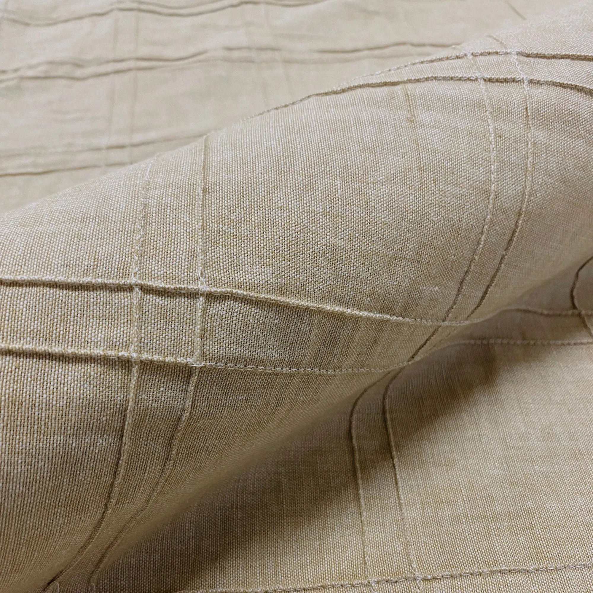 Dune Sand 100% Cotton Pintuck Upholstery Fabric 48"
