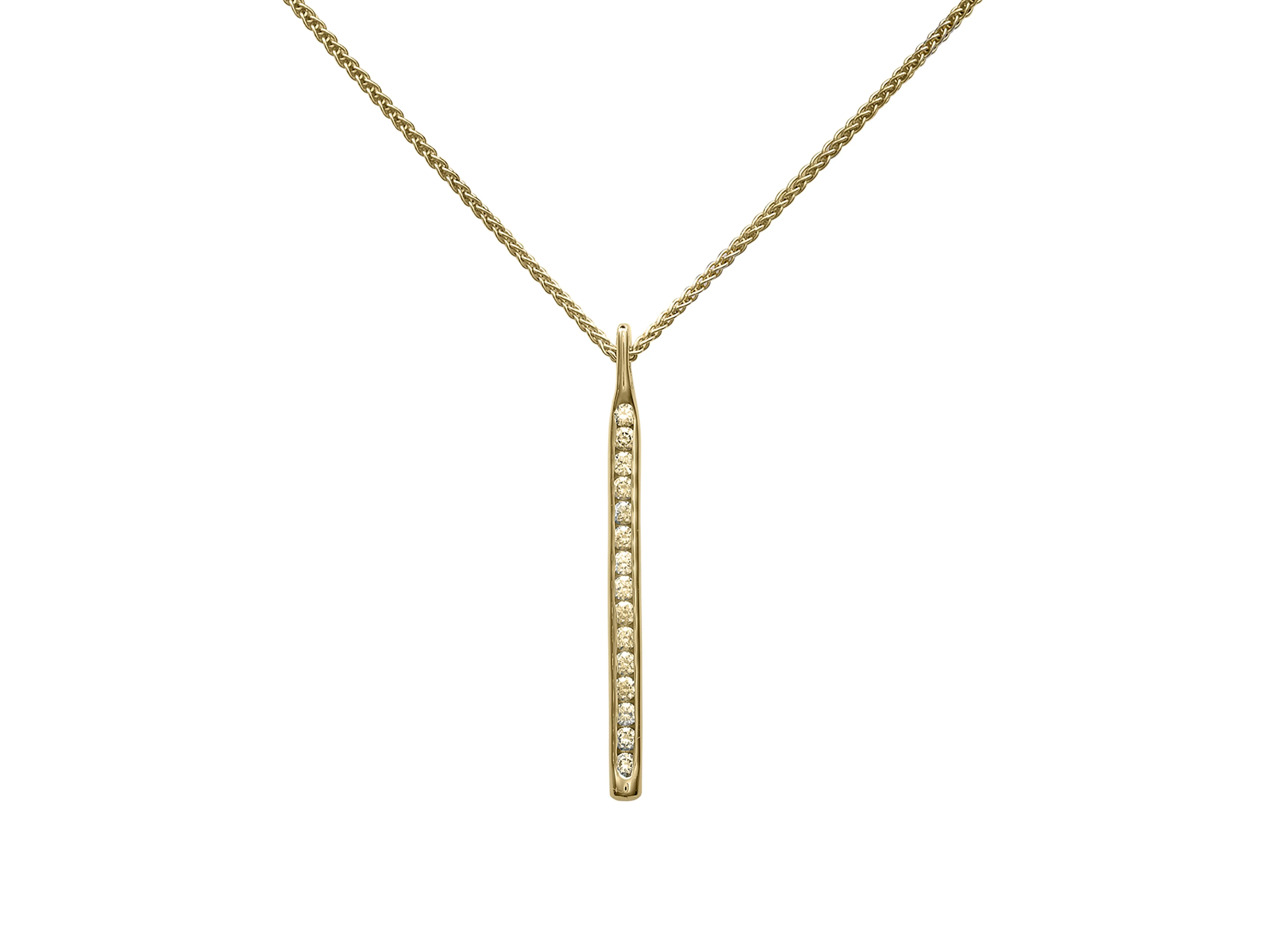 E. L. Designs Yellow Gold Drop Style Diamond Bar Pendant