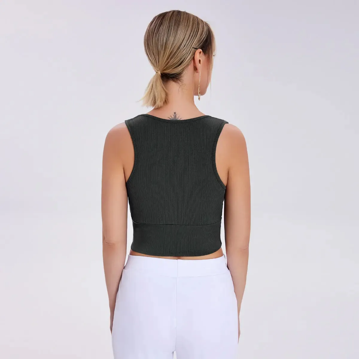 Essential Deep V Ribbed Crop Top
