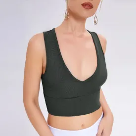 Essential Deep V Ribbed Crop Top
