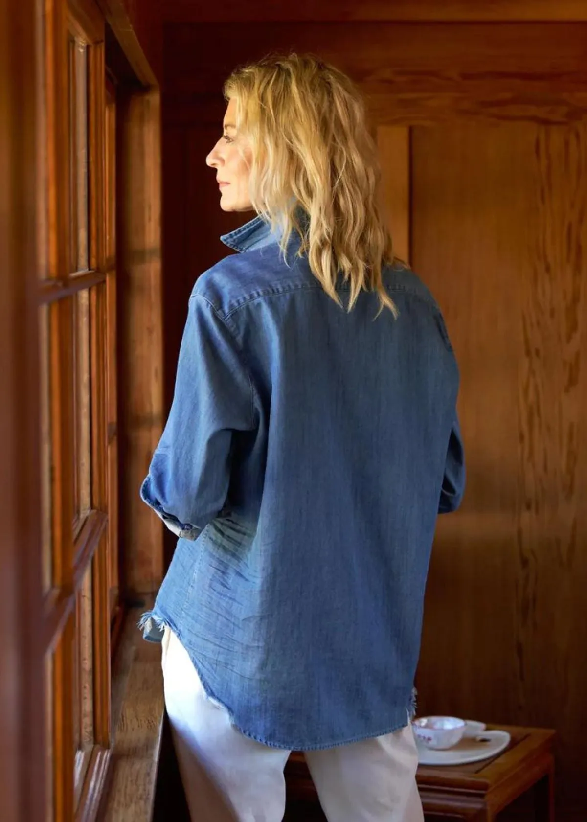 FRANK & EILEEN Eileen Relaxed Button Up Top - Vintage Stonewashed Indigo