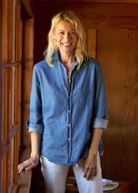 FRANK & EILEEN Eileen Relaxed Button Up Top - Vintage Stonewashed Indigo