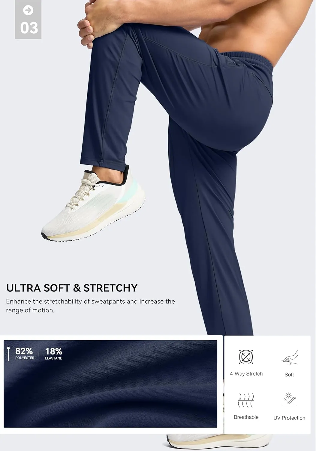 G Gradual Men's 30"/32"/34"/36" Inseam Tall Sweatpants with Zipper Pockets Stretch Long Joggers Athletic Workout Pants Men