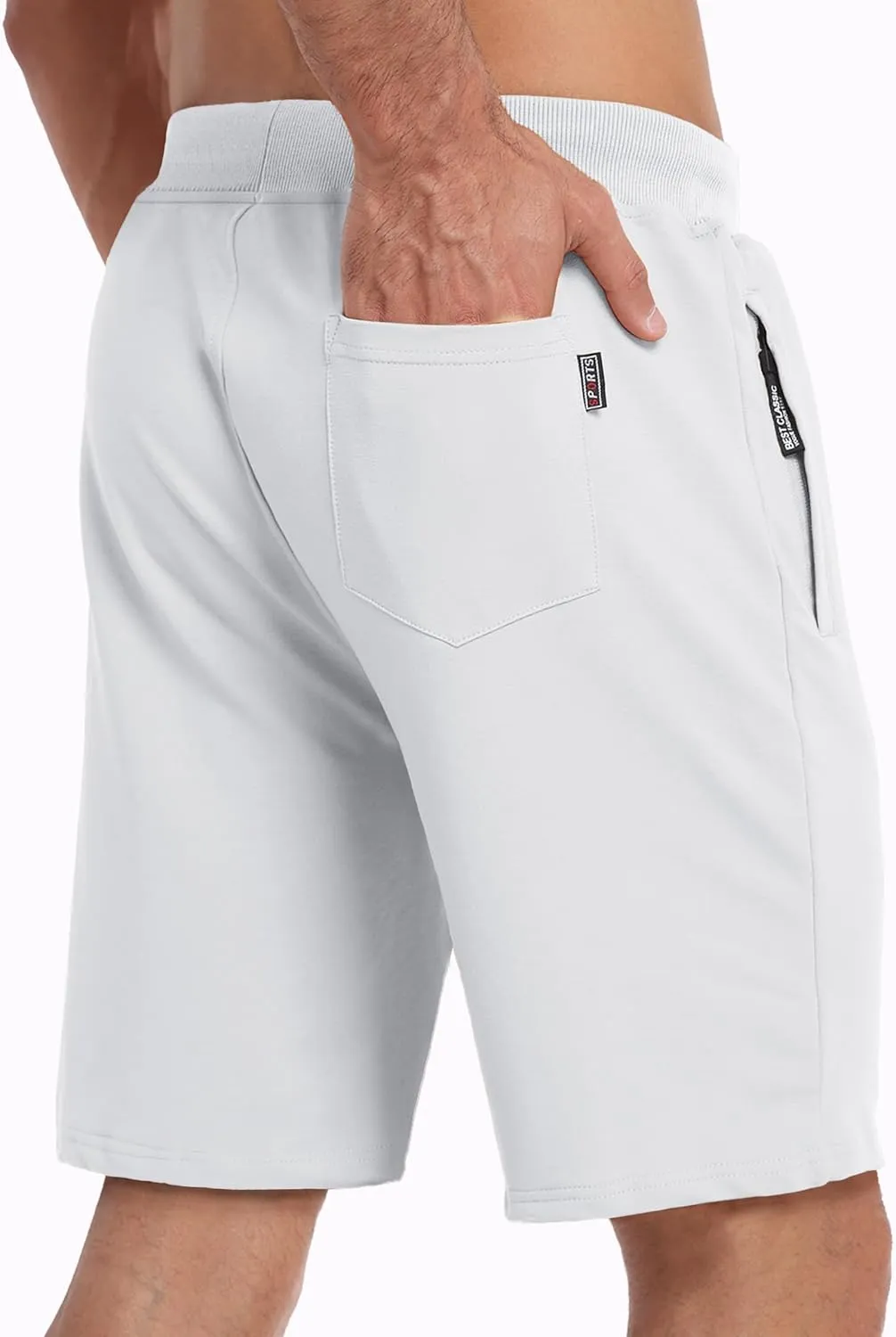 GEEK LIGHTING Mens Shorts Casual Cotton Drawstring Zipper Pockets Elastic Waist Lightweight Summer Athletic Beach Shorts