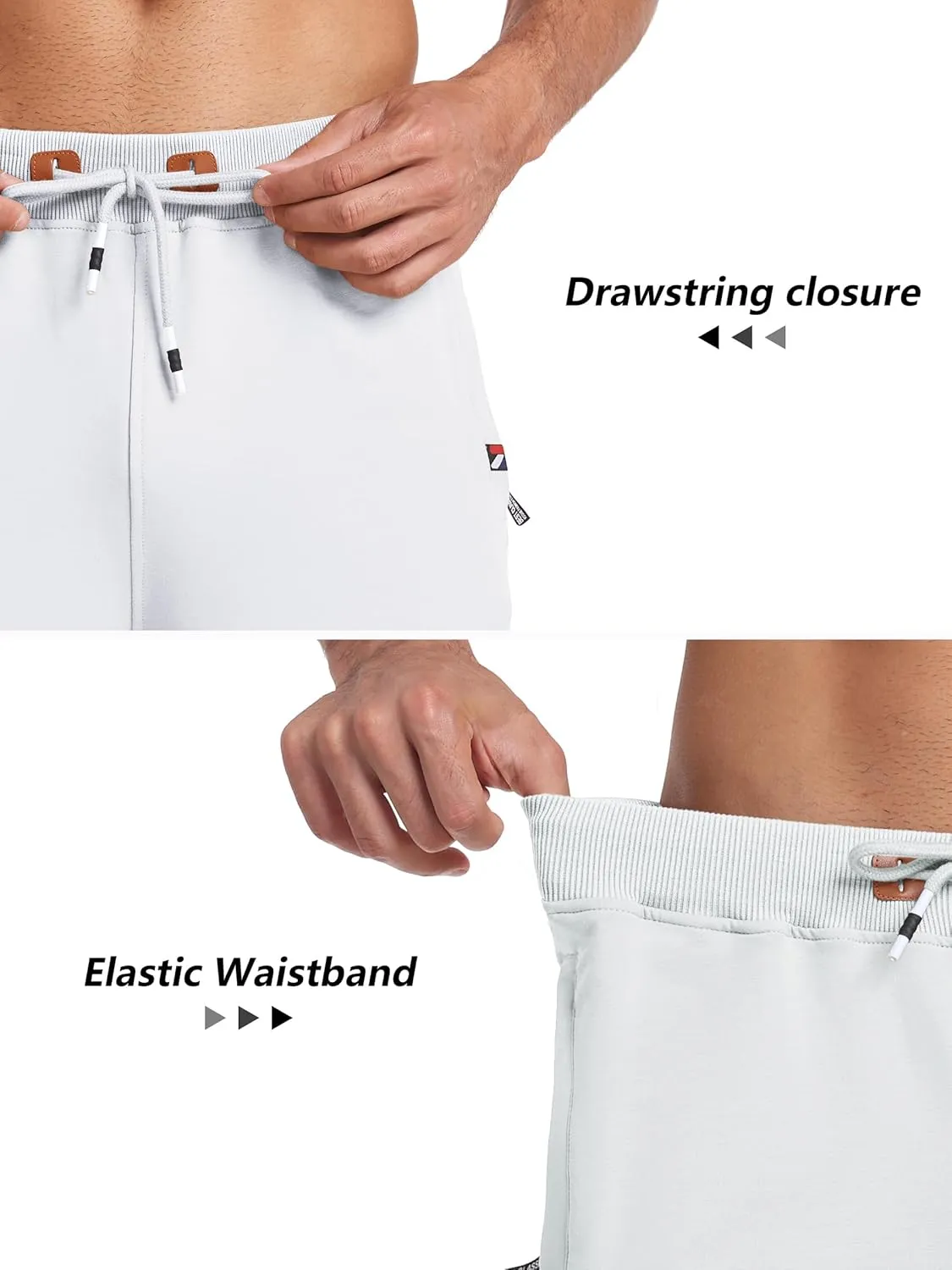 GEEK LIGHTING Mens Shorts Casual Cotton Drawstring Zipper Pockets Elastic Waist Lightweight Summer Athletic Beach Shorts