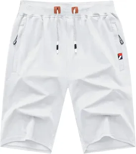 GEEK LIGHTING Mens Shorts Casual Cotton Drawstring Zipper Pockets Elastic Waist Lightweight Summer Athletic Beach Shorts