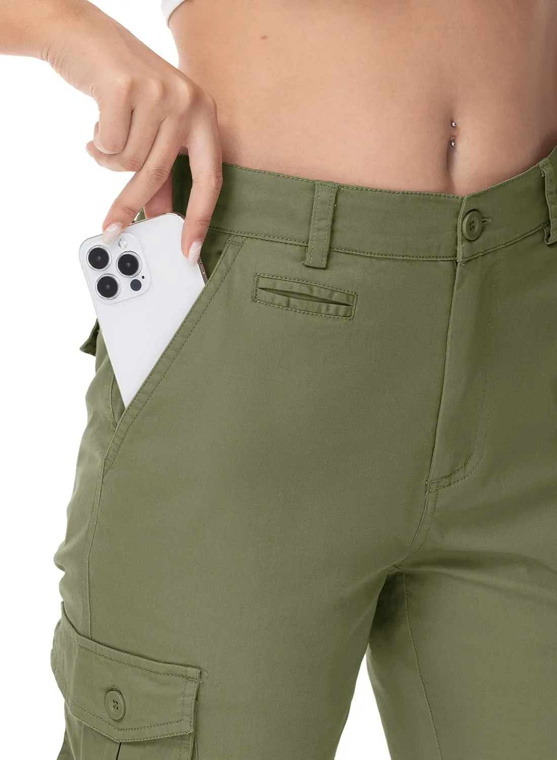 Gopune Women's Hiking Cargo Pants Lightweight Outdoor Travel Work Casual Cotton Pants with 7 Pockets