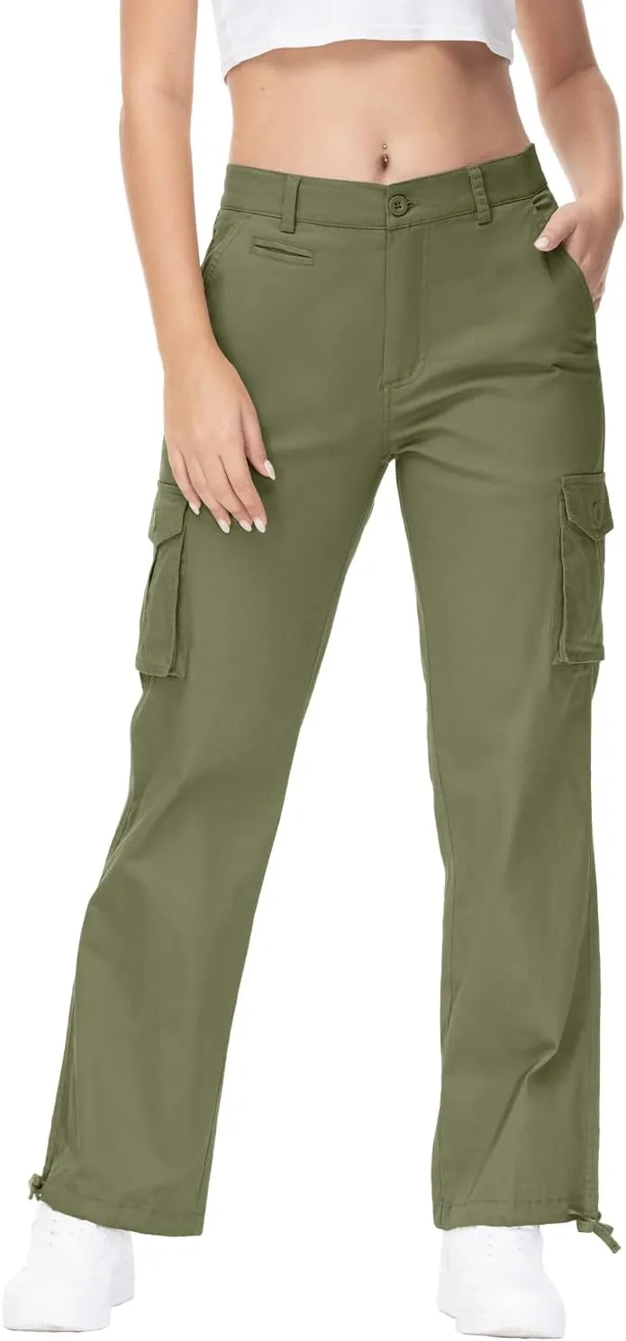 Gopune Women's Hiking Cargo Pants Lightweight Outdoor Travel Work Casual Cotton Pants with 7 Pockets