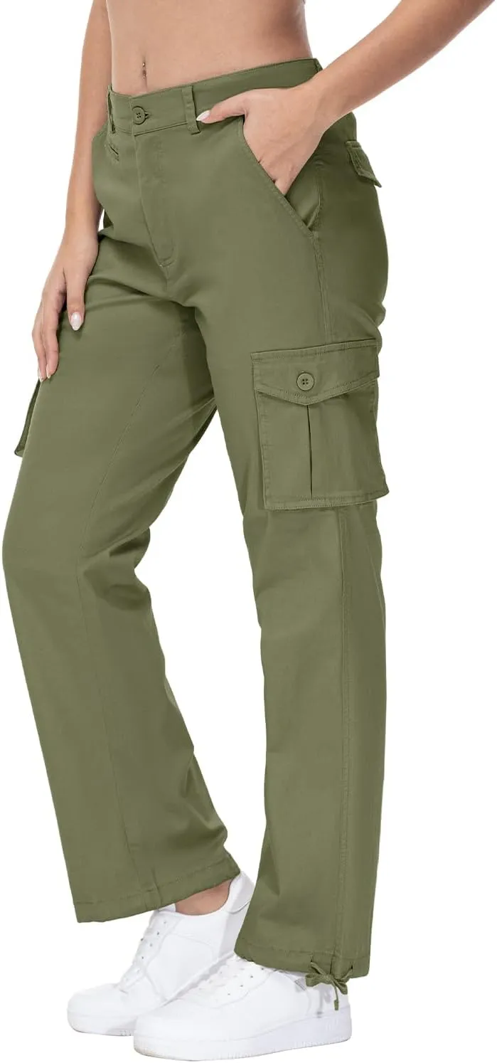 Gopune Women's Hiking Cargo Pants Lightweight Outdoor Travel Work Casual Cotton Pants with 7 Pockets