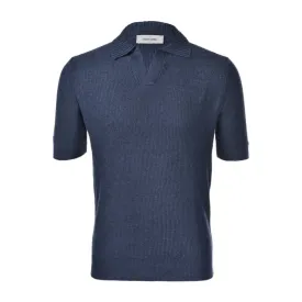 GRAN SASSO Cotton Linen Knit Short Sleeve NAVY