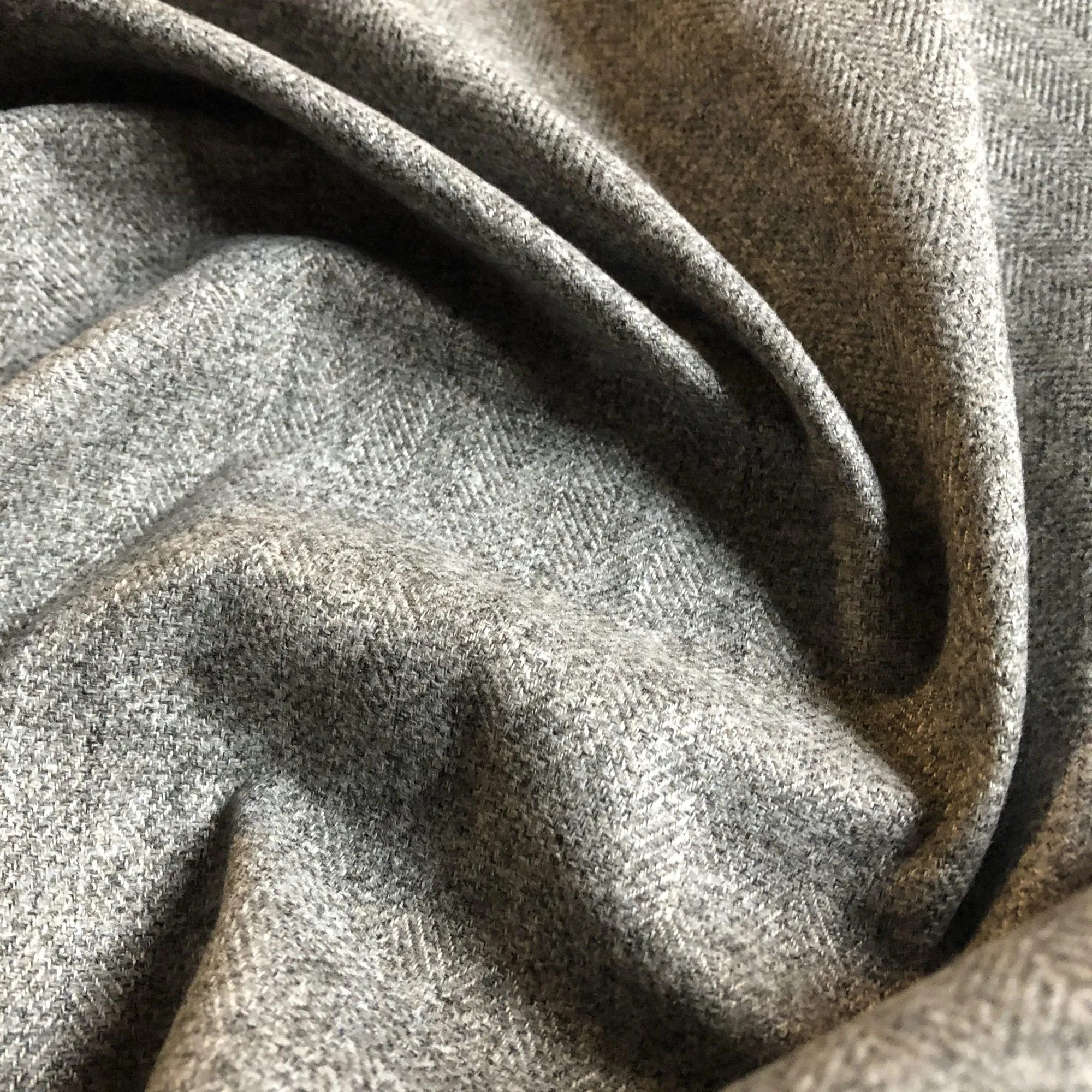 Gray Menswear Herringbone Tweed Upholstery Fabric 54"
