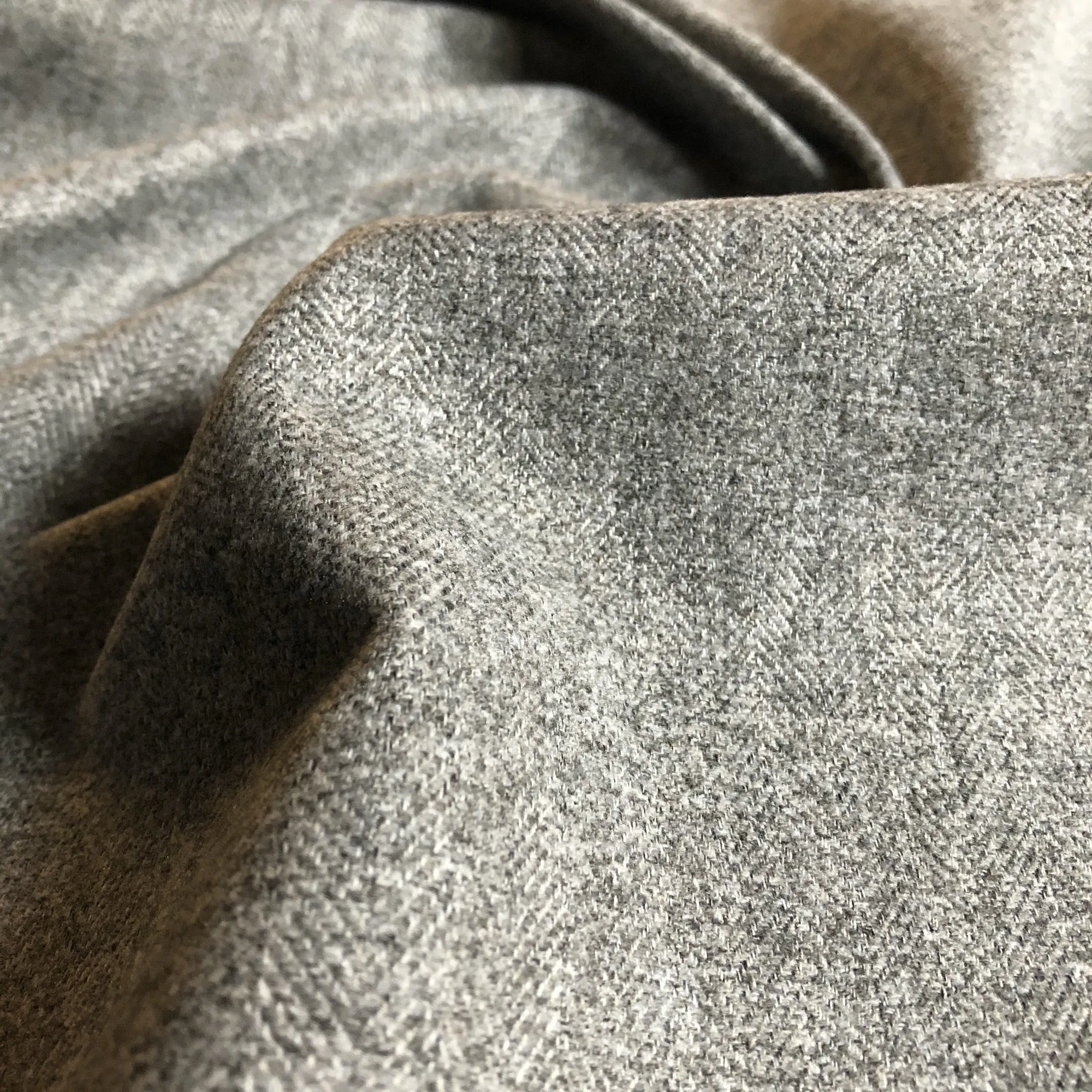 Gray Menswear Herringbone Tweed Upholstery Fabric 54"