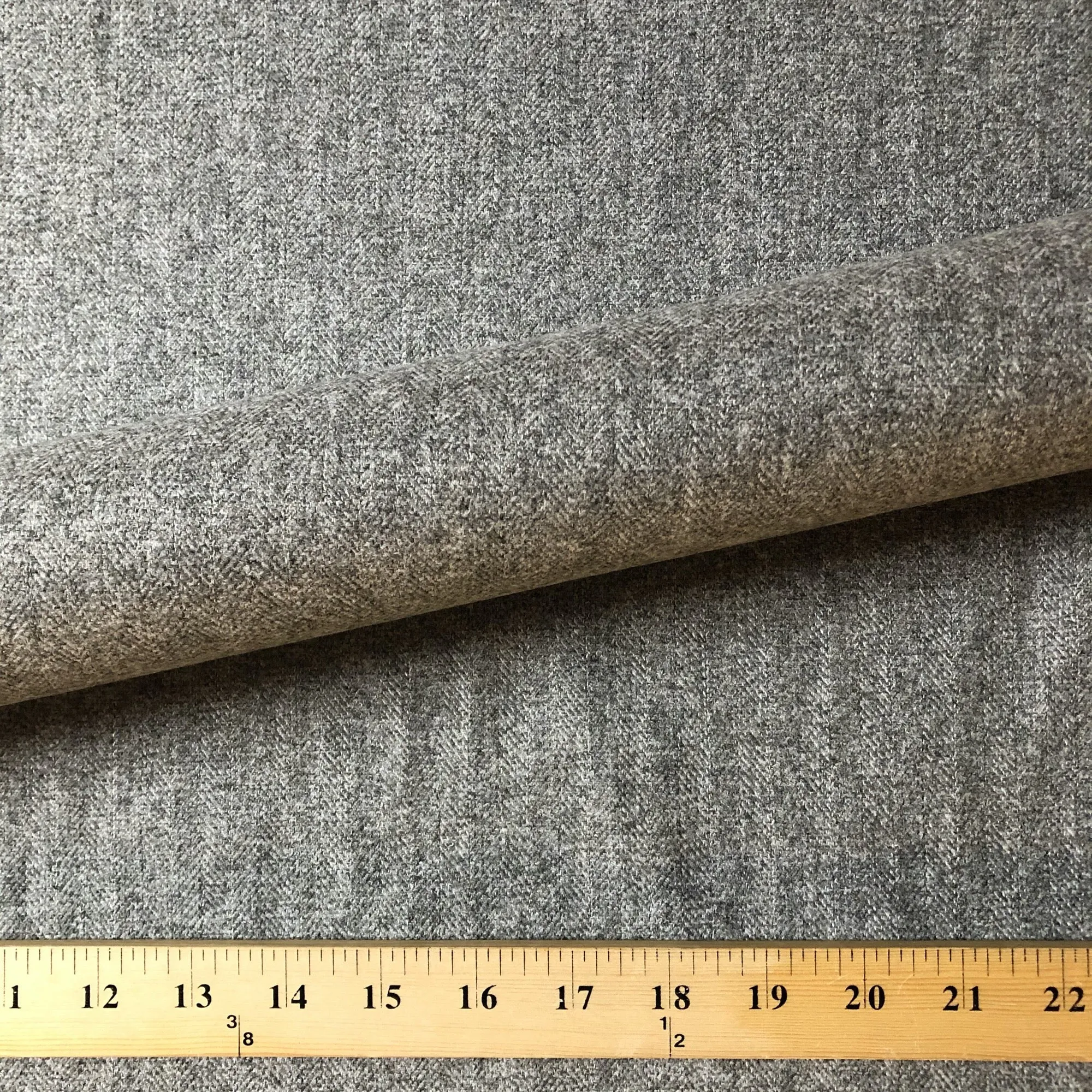 Gray Menswear Herringbone Tweed Upholstery Fabric 54"