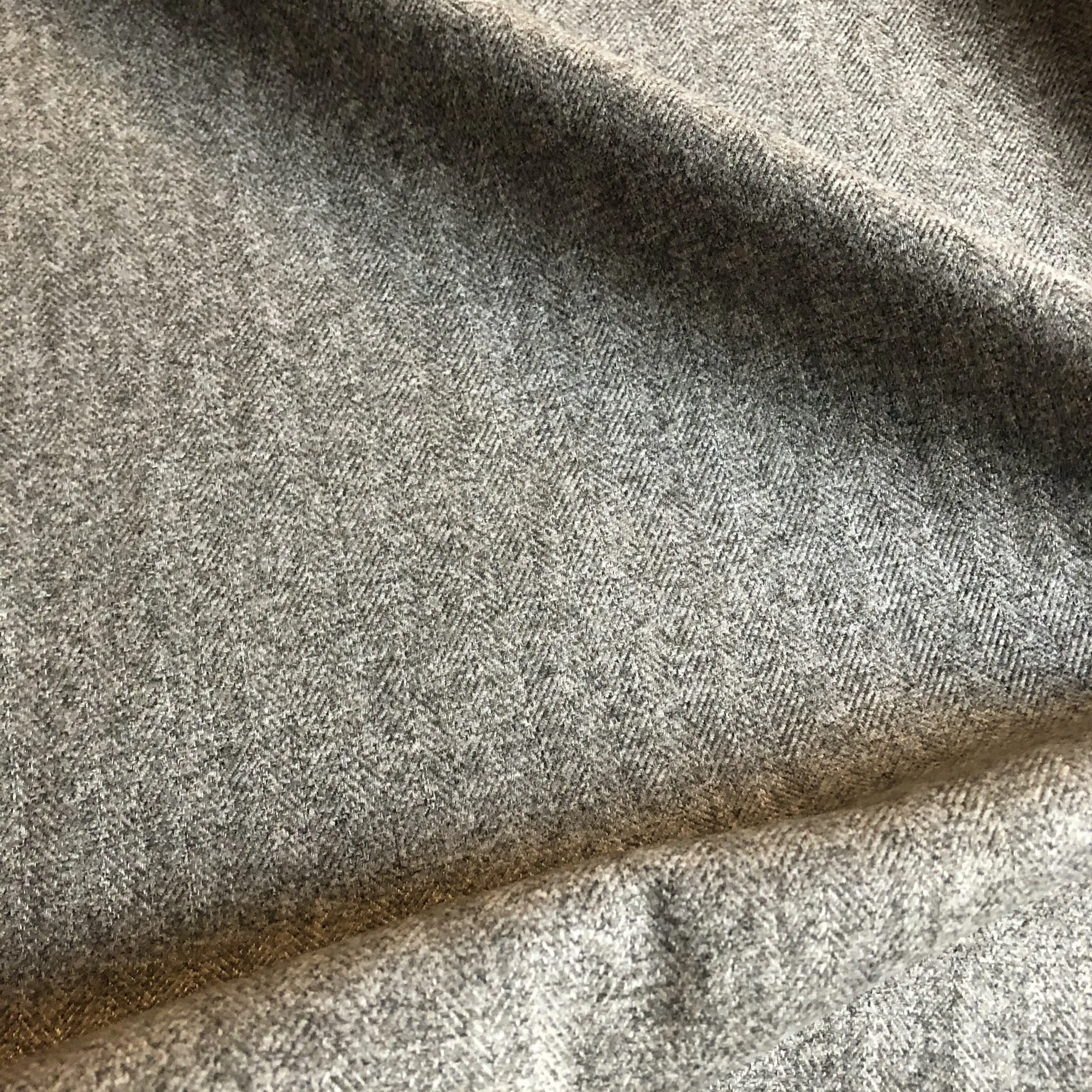 Gray Menswear Herringbone Tweed Upholstery Fabric 54"