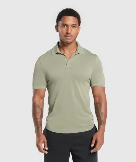 Gymshark Flat Knit Polo Shirt - Chalk Green