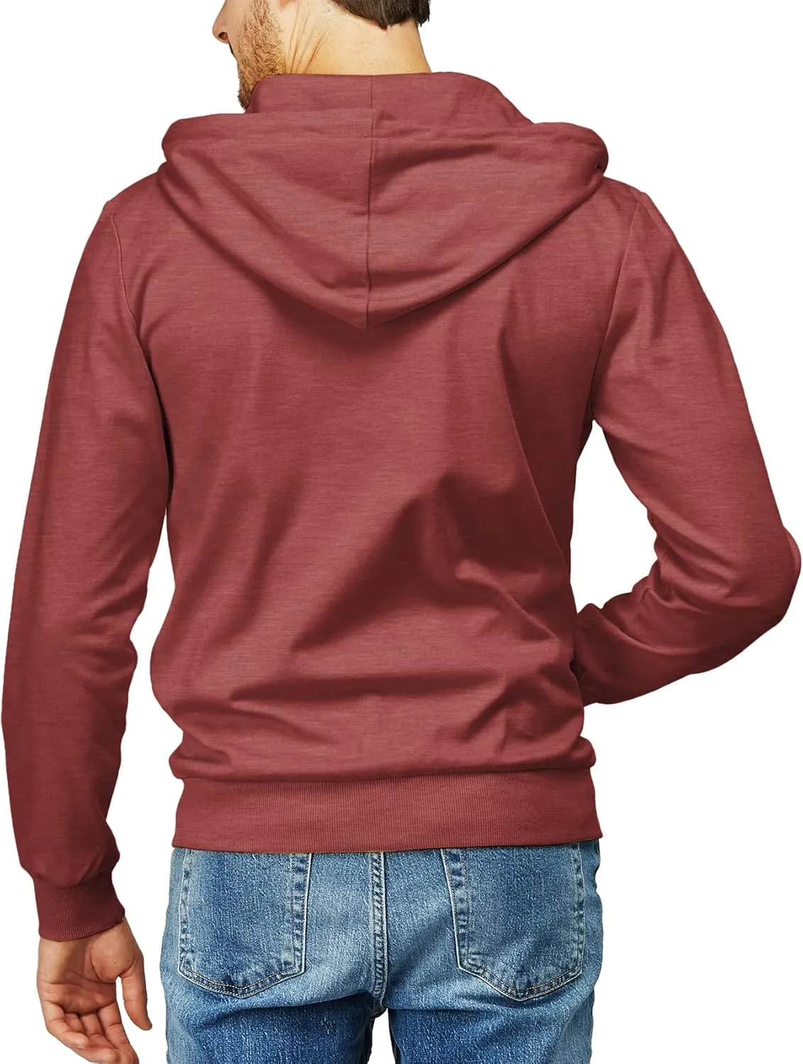 H2H Men's Zip Up Hoodie Lightweight Long Sleeve Basic Slim Fit Cotton SweatShirt with Pocket