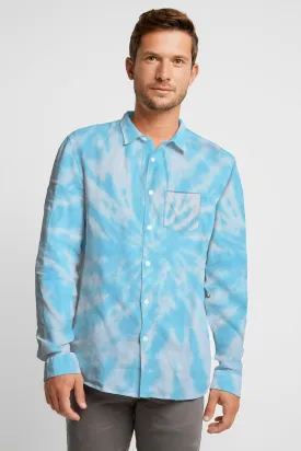 HUDHUD Men's Tie & Dye Style Casual Shirt