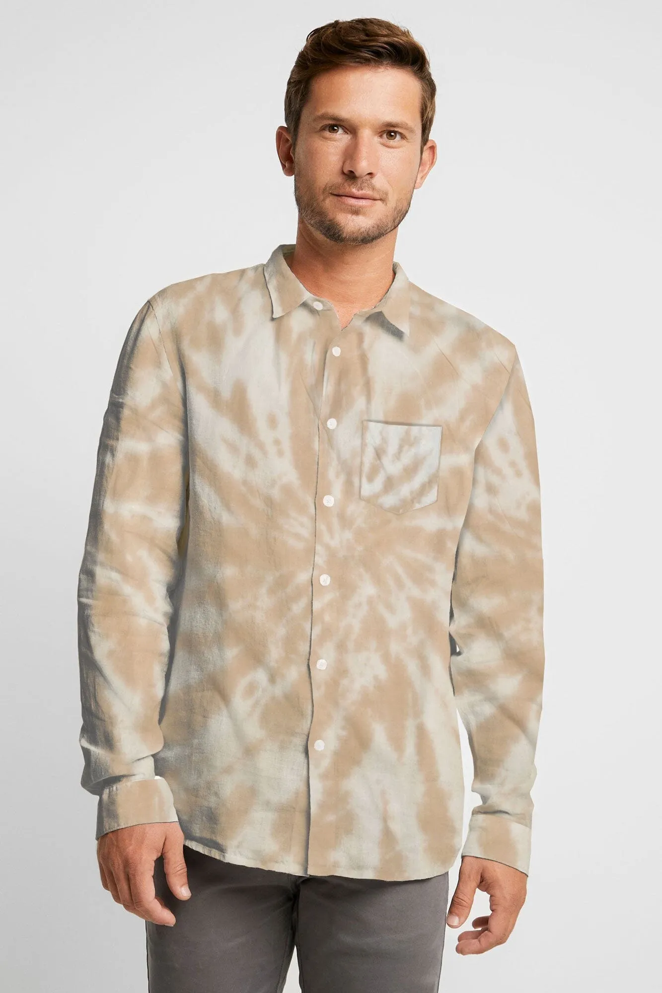 HUDHUD Men's Tie & Dye Style Casual Shirt