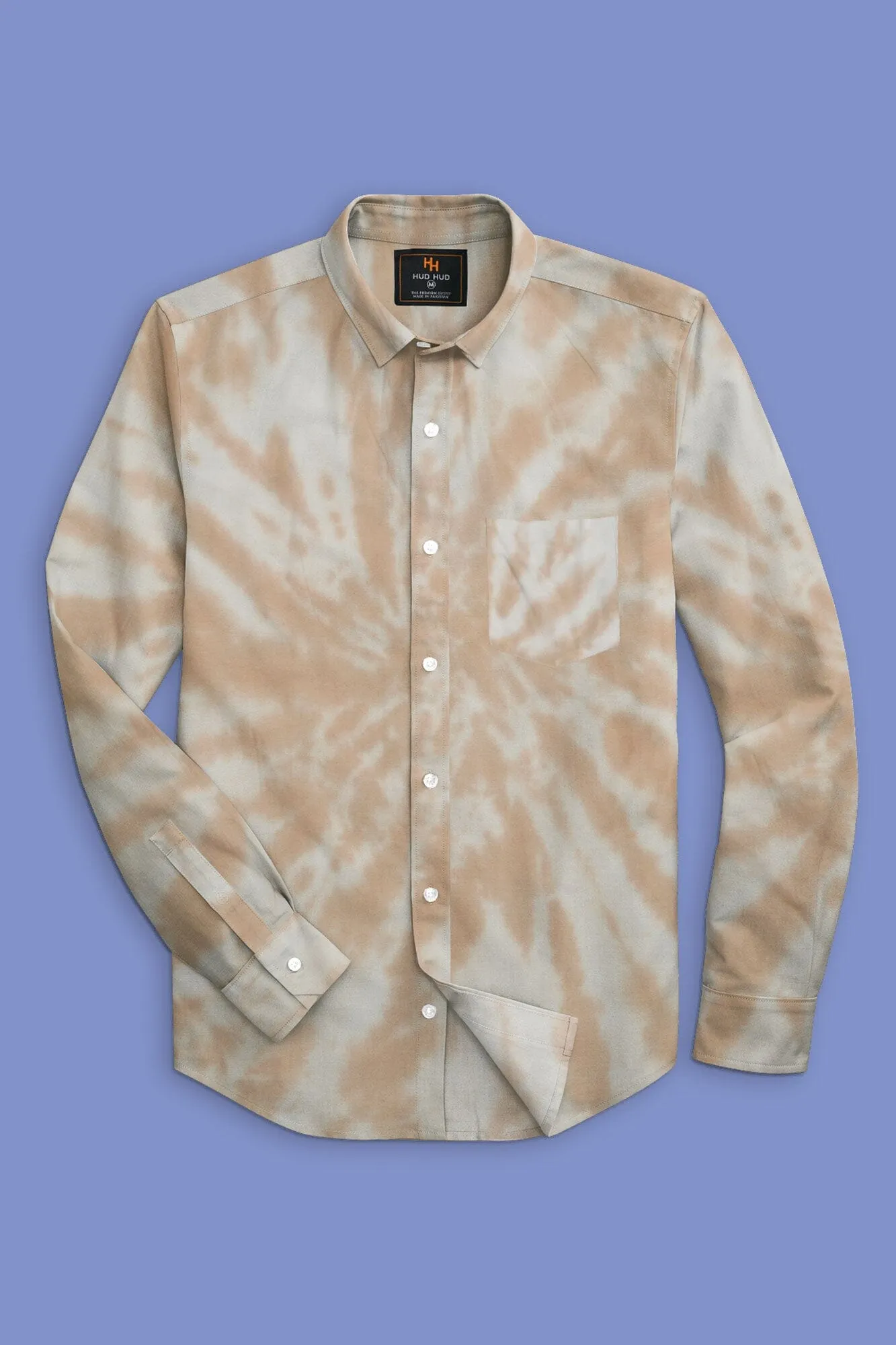 HUDHUD Men's Tie & Dye Style Casual Shirt