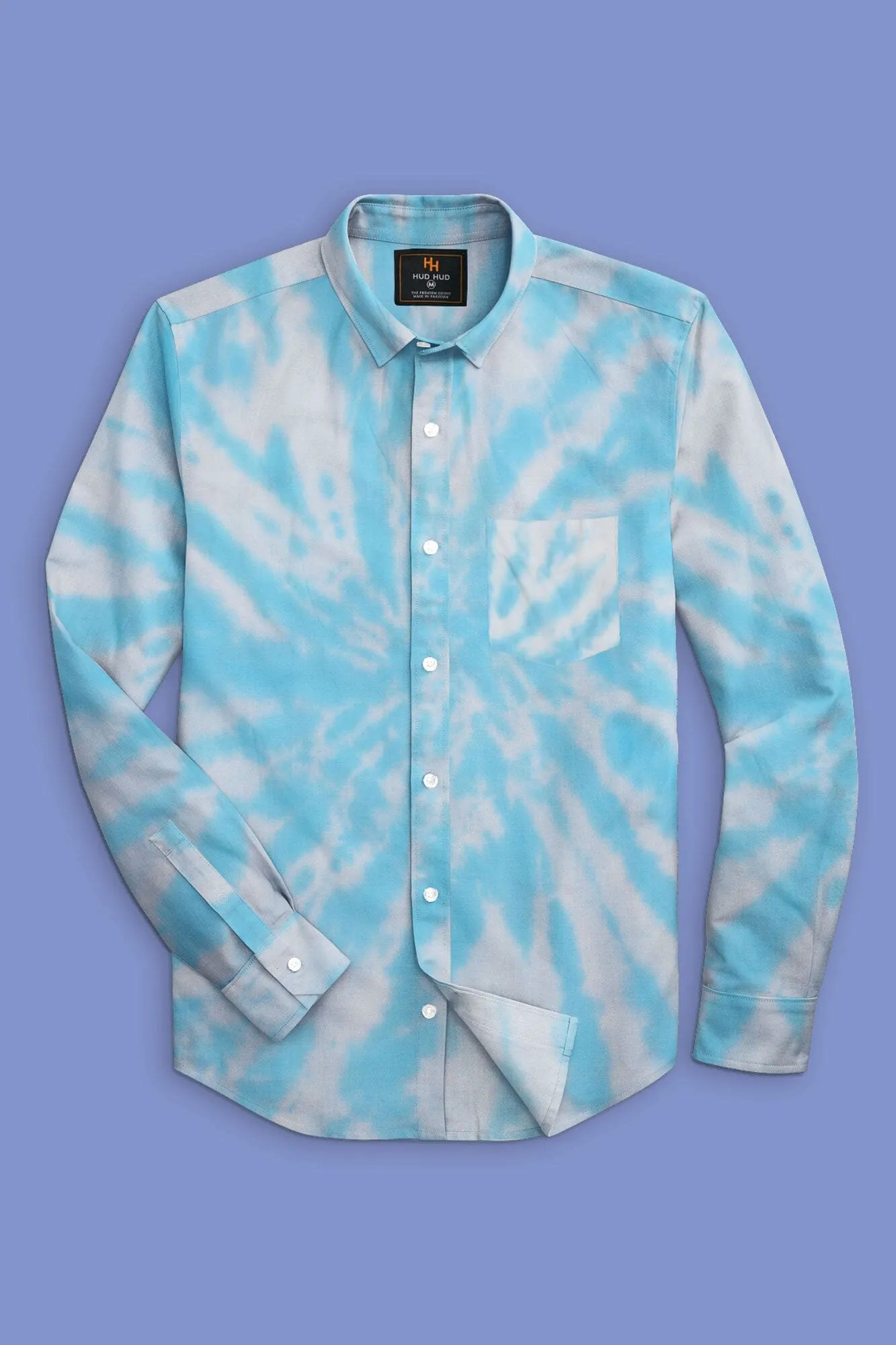 HUDHUD Men's Tie & Dye Style Casual Shirt