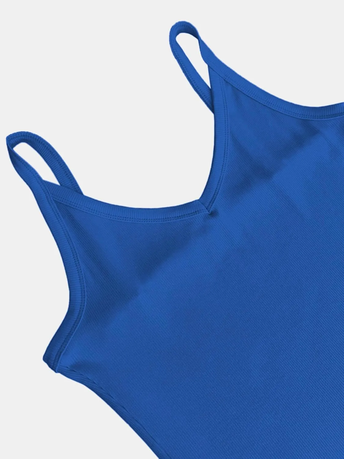 iGENJUN Womens Spaghetti Strap V-Neck Ribbed Tank Tops for Women 2025 Slim Fitted Soft Camisole Basic Layering Shirts