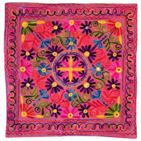 Indian Embroidered Cushion Cover - Flowers