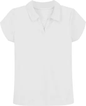 IZOD Girls' School Uniform Short Sleeve Polo Shirt, Button Closure, Moisture Wicking/Performance Material, Fade Resistant