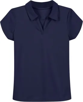 IZOD Girls' School Uniform Short Sleeve Polo Shirt, Button Closure, Moisture Wicking/Performance Material, Fade Resistant