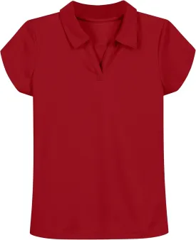 IZOD Girls' School Uniform Short Sleeve Polo Shirt, Button Closure, Moisture Wicking/Performance Material, Fade Resistant