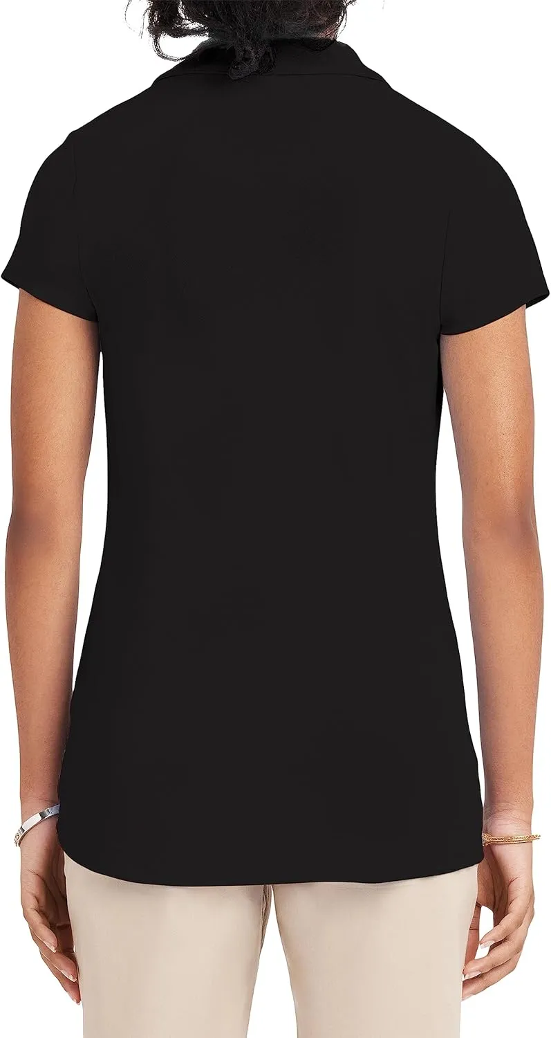 IZOD Juniors Uniform Short Sleeve Polo Shirt, Button Closure, Moisture Wicking Performance Material & Fade Resistant