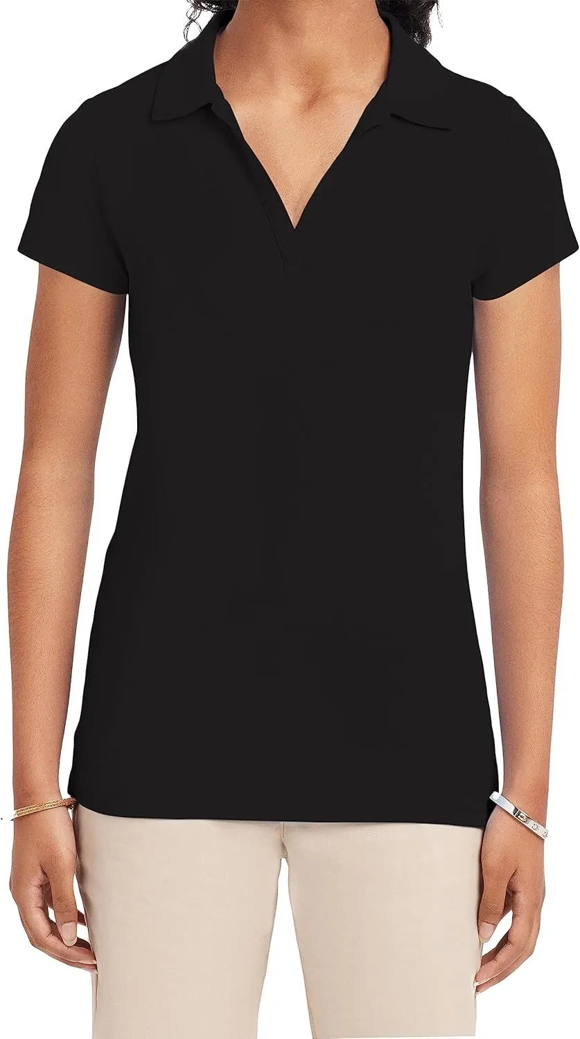 IZOD Juniors Uniform Short Sleeve Polo Shirt, Button Closure, Moisture Wicking Performance Material & Fade Resistant
