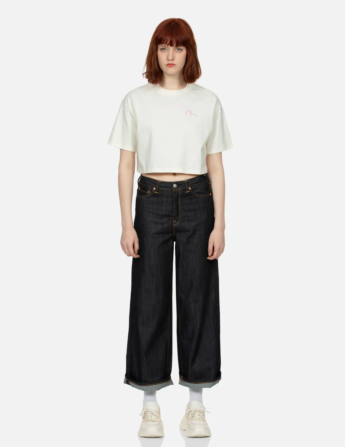 Kamon and Wisteria Print Cropped T-Shirt