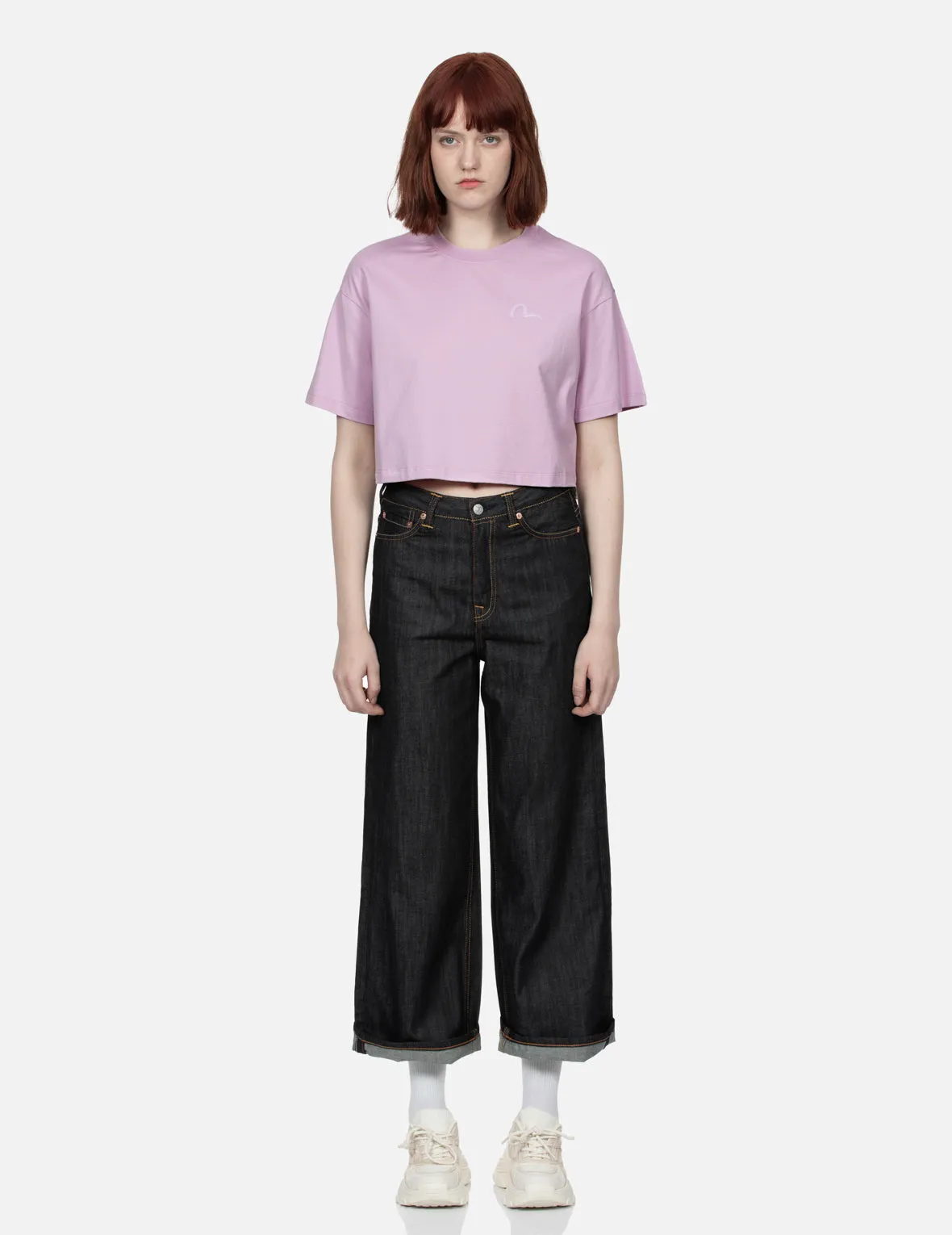 Kamon and Wisteria Print Cropped T-Shirt