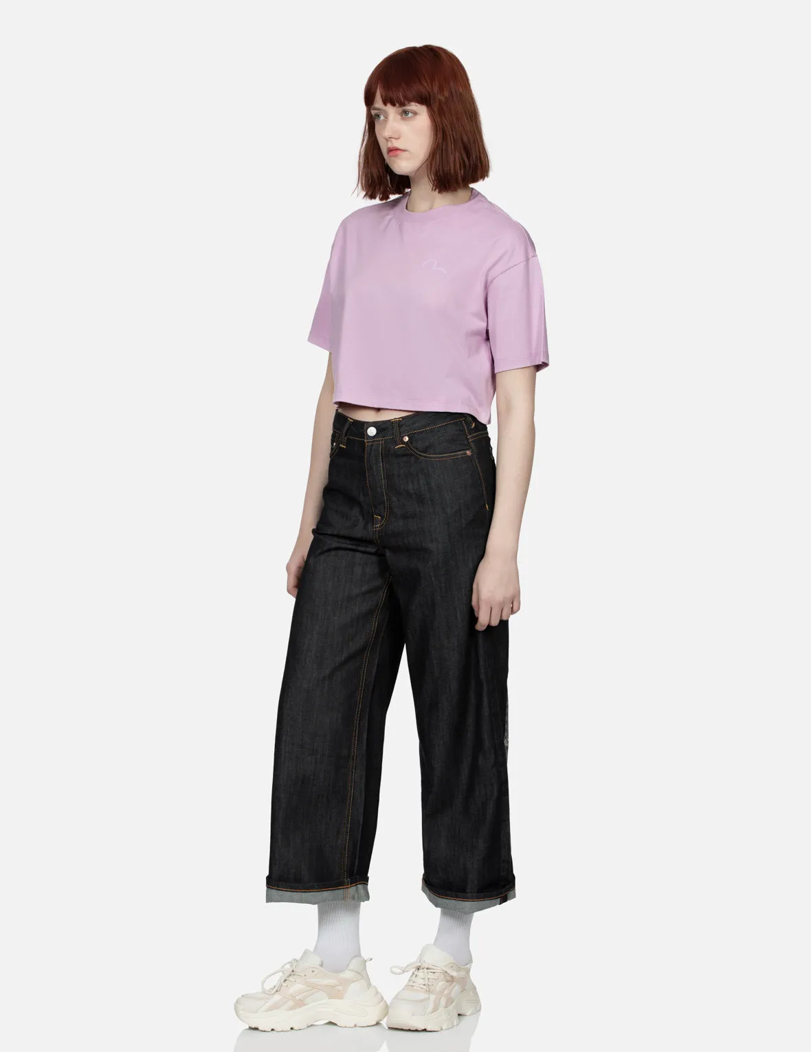Kamon and Wisteria Print Cropped T-Shirt