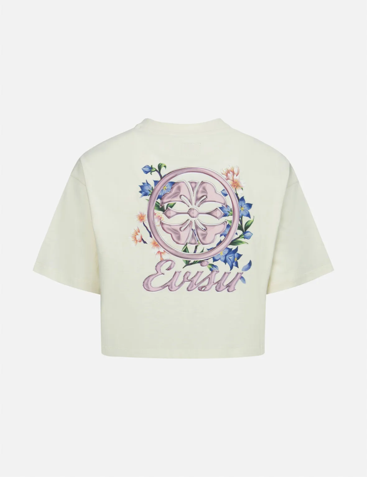 Kamon and Wisteria Print Cropped T-Shirt