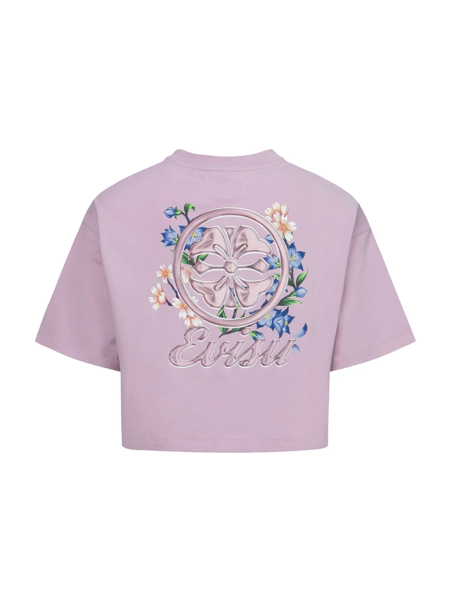 Kamon and Wisteria Print Cropped T-Shirt
