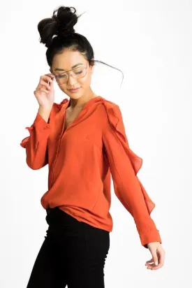 Keep It Ruffle Sleeve Button Up Top