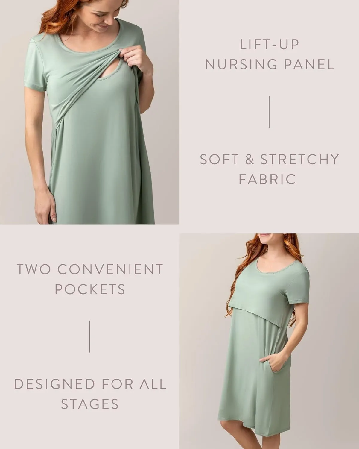 Kindred Bravely Eleanora Ultra Soft Maternity Nursing Dress | Short Sleeve Breastfeeding Dress with Pockets