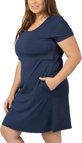 Kindred Bravely Eleanora Ultra Soft Maternity Nursing Dress | Short Sleeve Breastfeeding Dress with Pockets