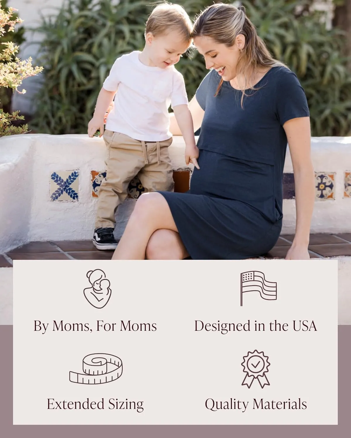 Kindred Bravely Eleanora Ultra Soft Maternity Nursing Dress | Short Sleeve Breastfeeding Dress with Pockets