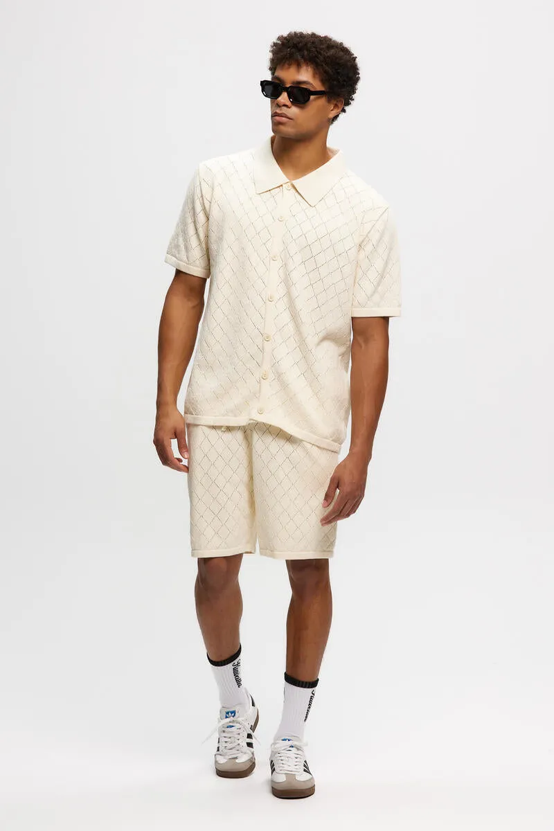 Knitted Polo Shirt (Cream)