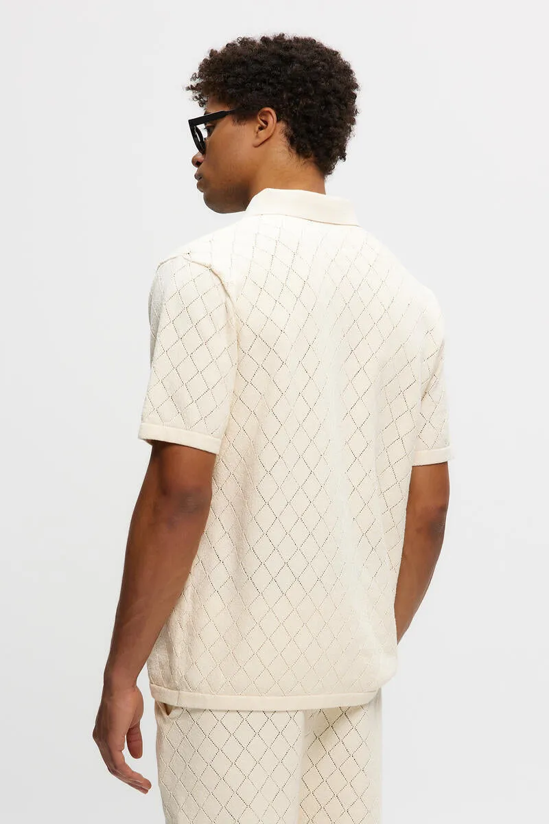 Knitted Polo Shirt (Cream)
