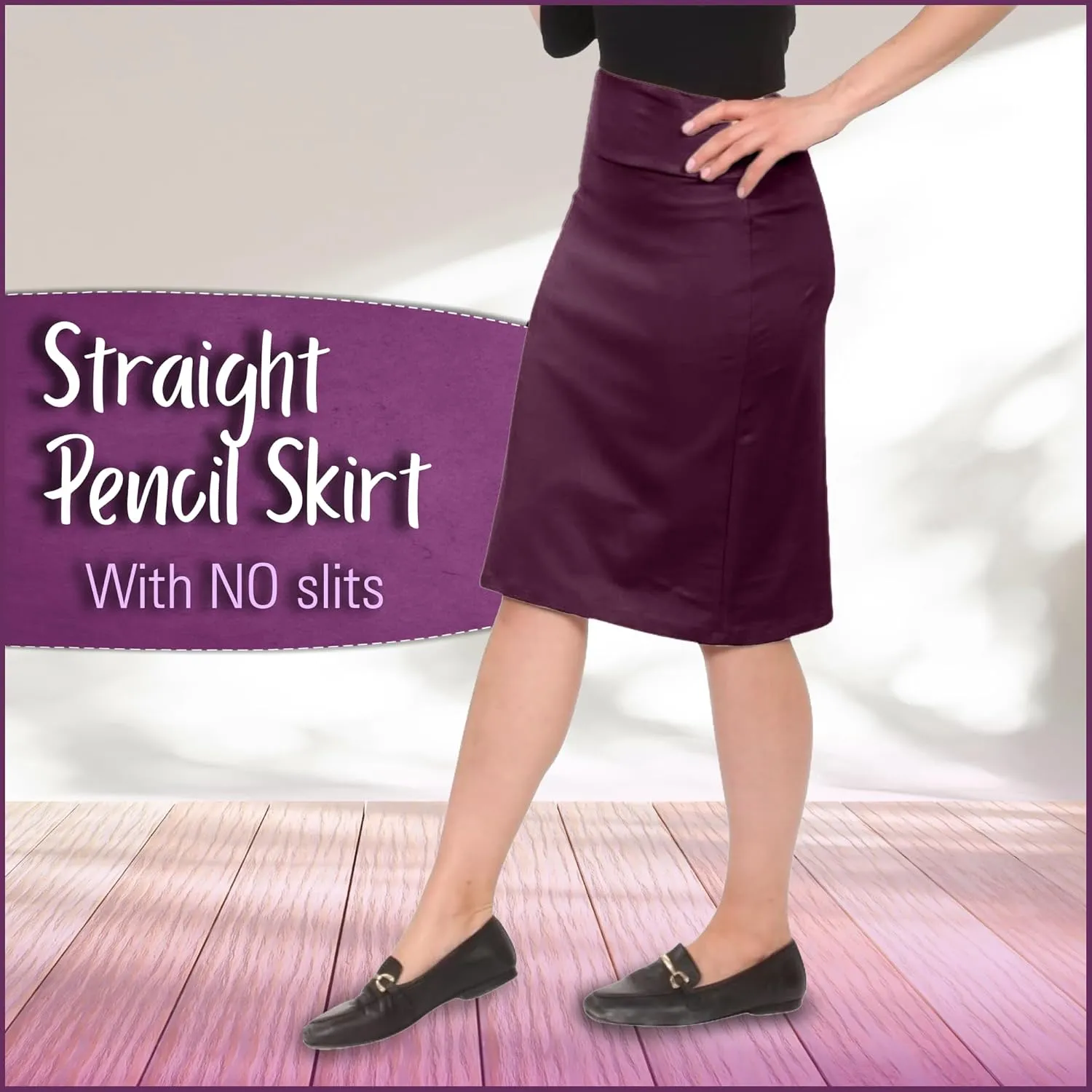 Kosher Casual Modest Knee Length Pencil Skirt for Women in Lightweight Cotton Spandex