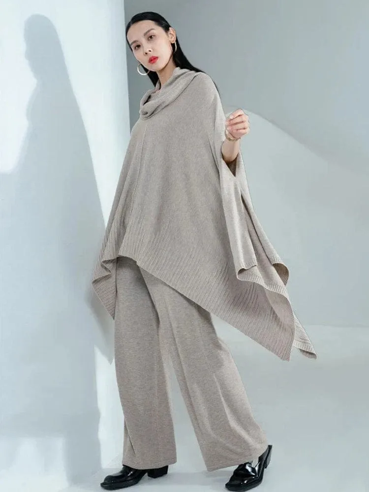 Leana Asymmetrical Cowl Neck Sweater