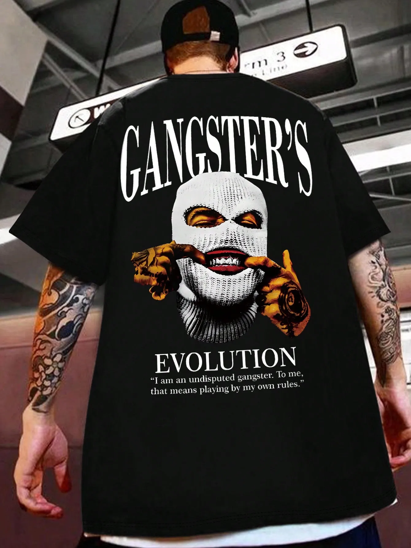 Manfinity Dauomo Men's Character Slogan Printed Drop Shoulder T-Shirt