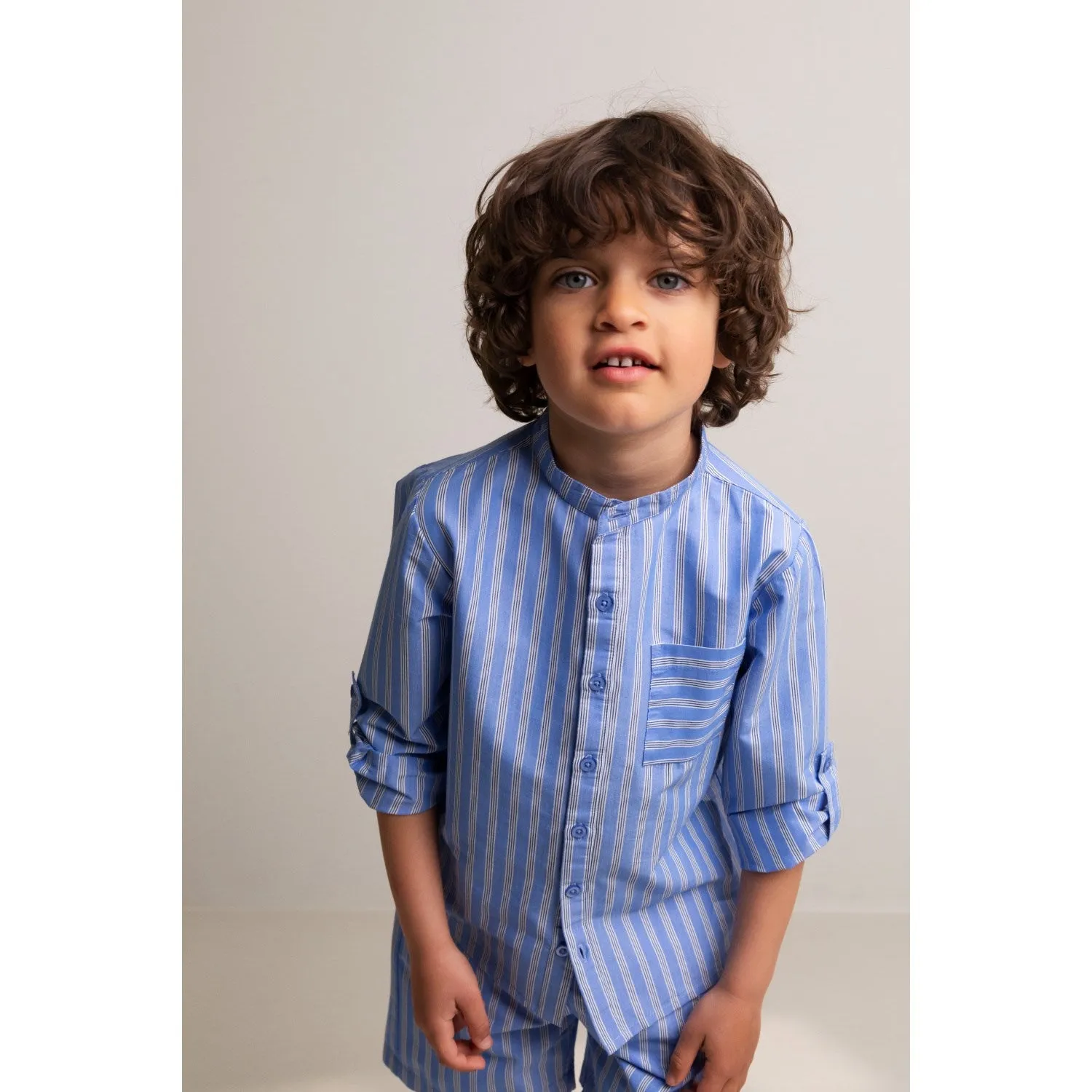 MarMar Smooth Cotton Cornflower Stripe Theodor Shirt